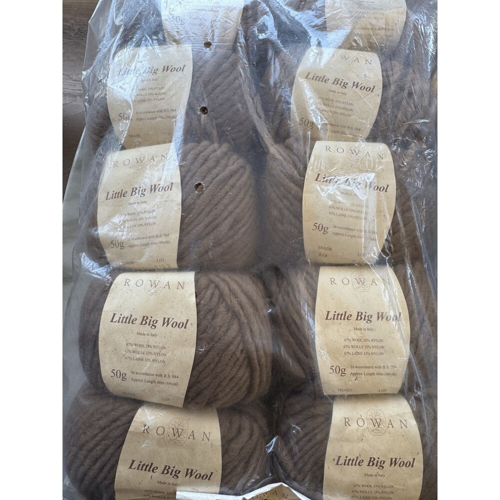 10 Skeins New ROWAN Italy Little Big Wool Blend & Nylon 513‎ Rock Brown